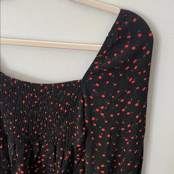 Free People Black Blouse with Red Cherries - Picture 12 of 16